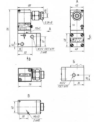 Габаритные и установочные размеры РДВ-3М-01 … РДВ-3М-08